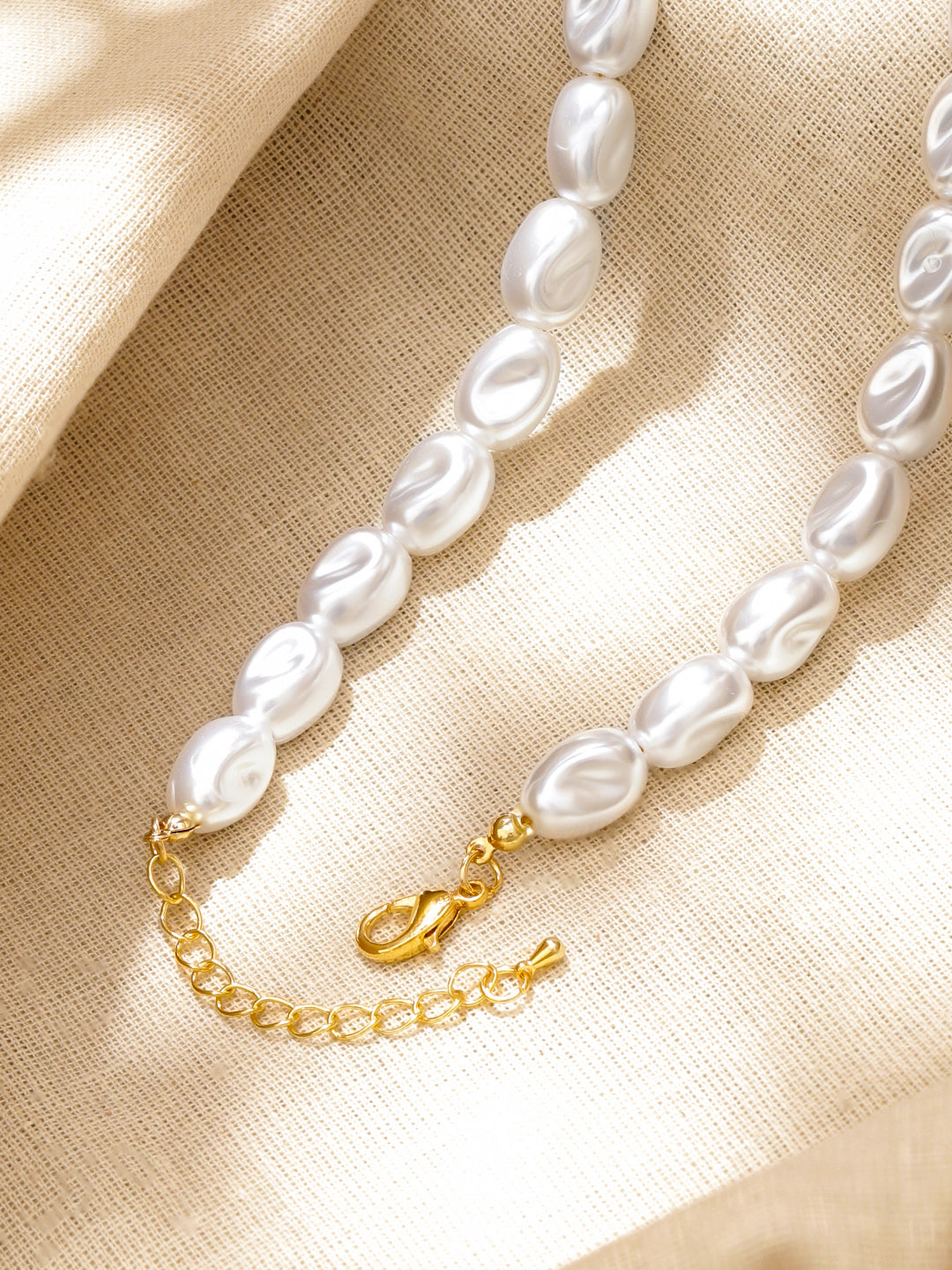 Gold Beaded Pearl Necklace フリーサイズ