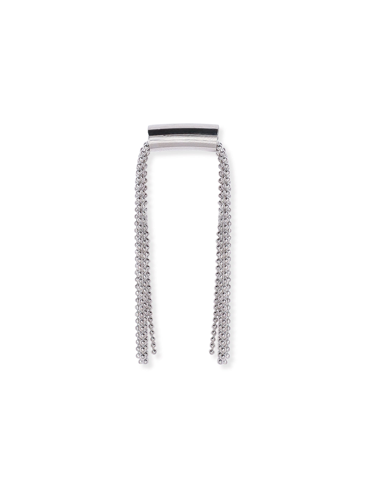 Silver Toned Multi-Strand Beaded Dangler Earrings フリーサイズ