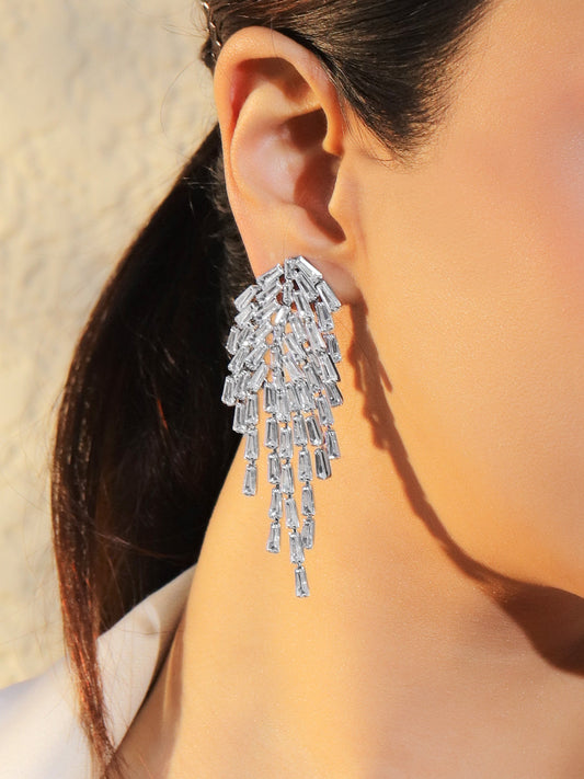 Dangler Earrings With Crystal Work フリーサイズ