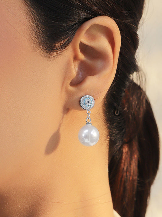 Evil Eye & Pearl Drop Earring フリーサイズ