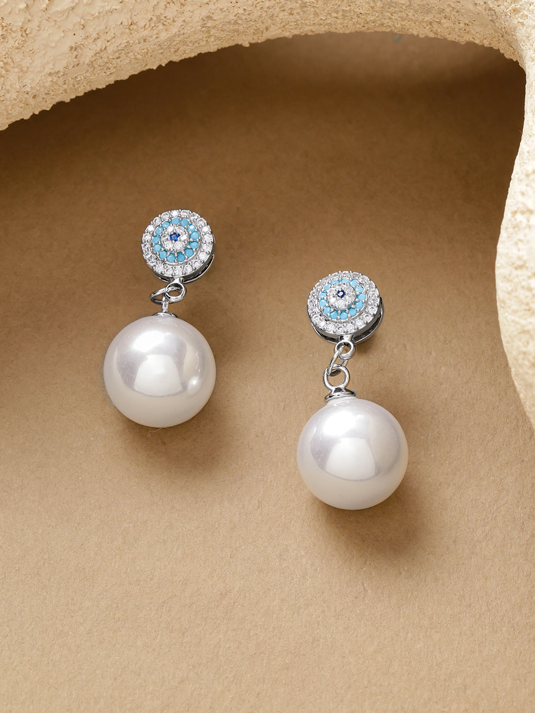Evil Eye & Pearl Drop Earring フリーサイズ