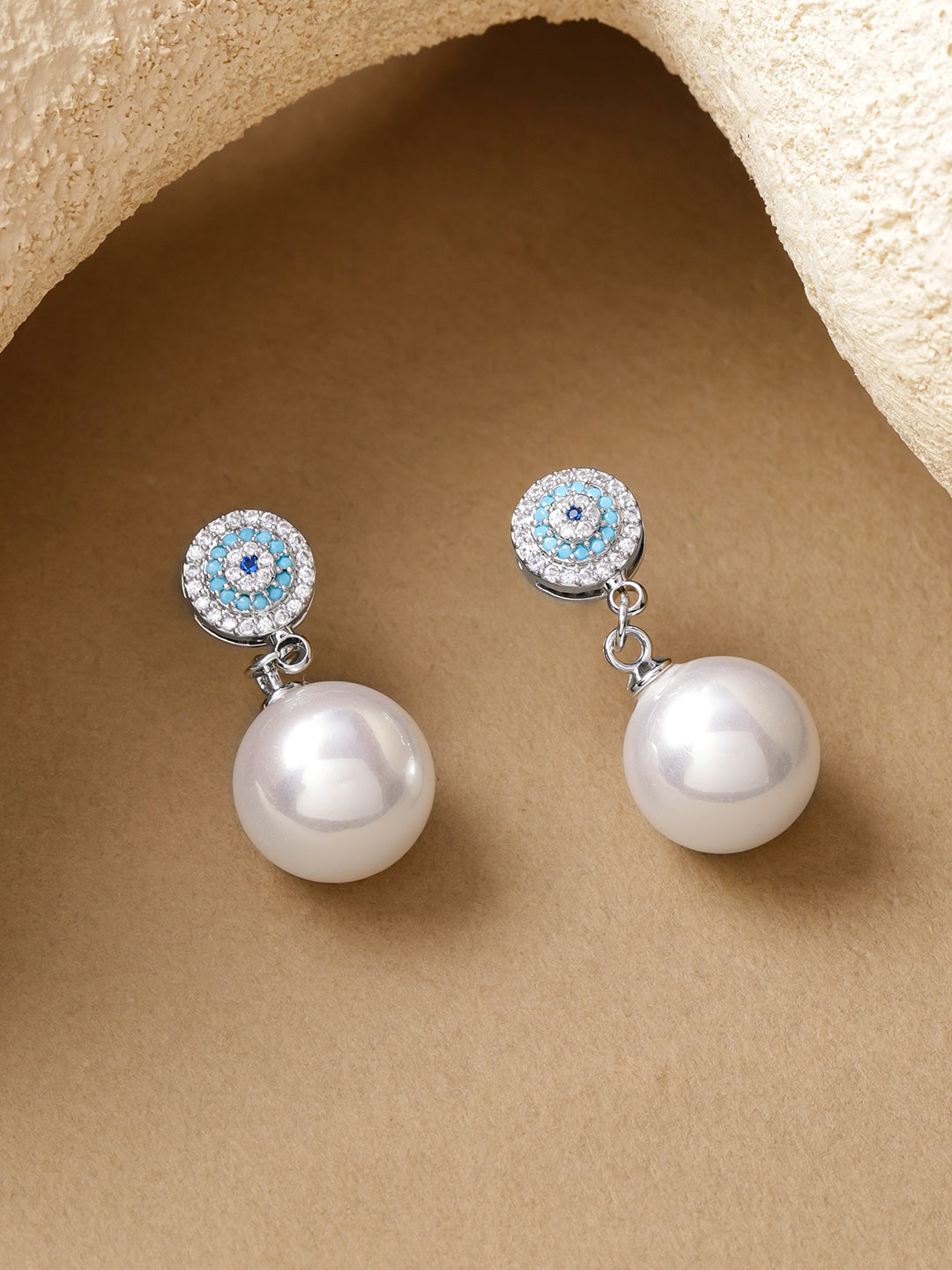 Evil Eye & Pearl Drop Earring フリーサイズ