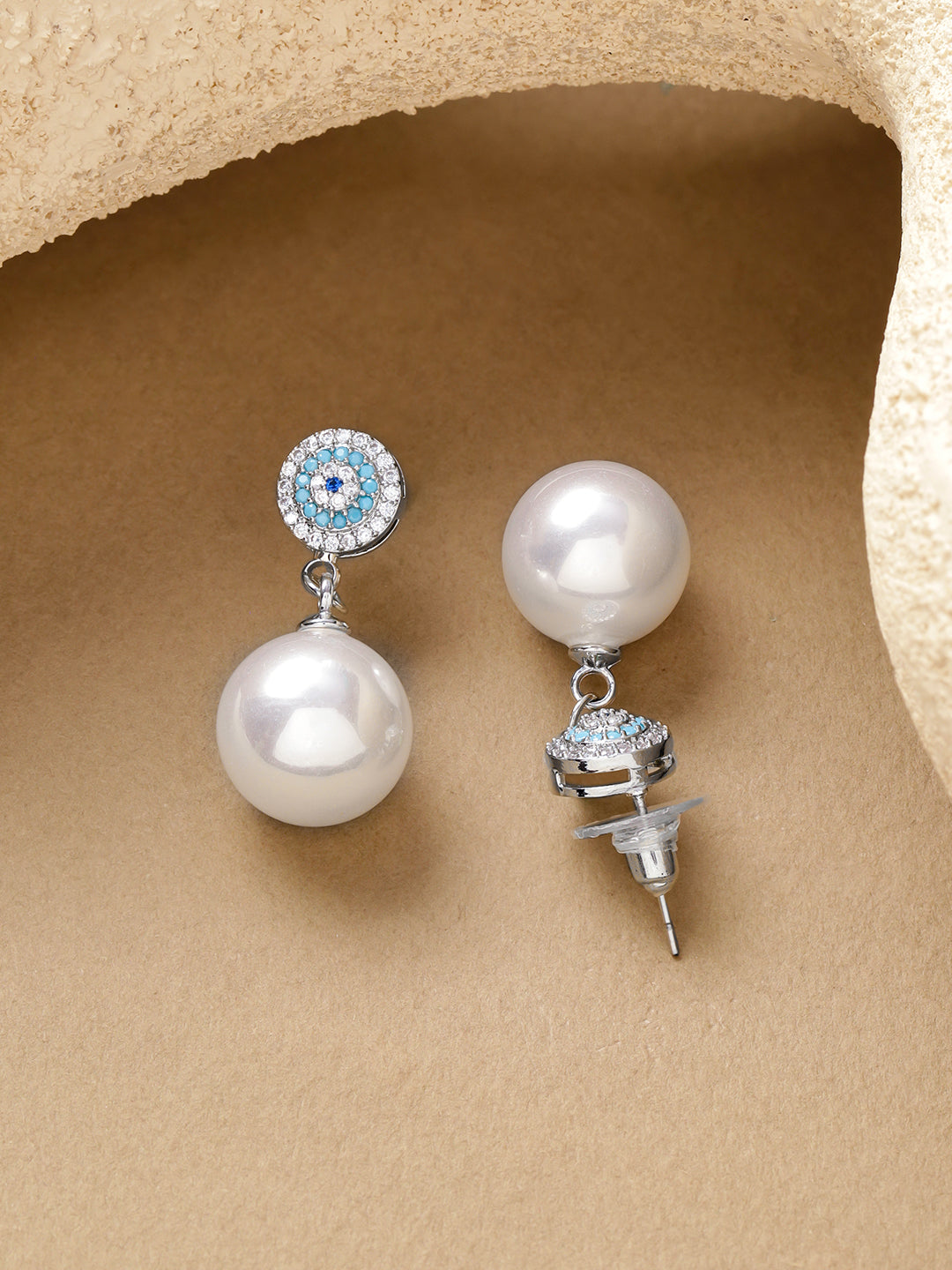 Evil Eye & Pearl Drop Earring フリーサイズ