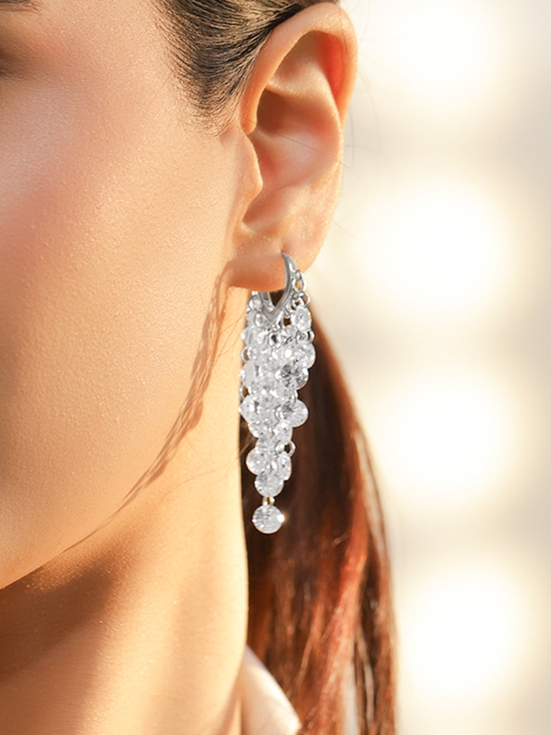 Crystal Beaded Dangler Earrings フリーサイズ