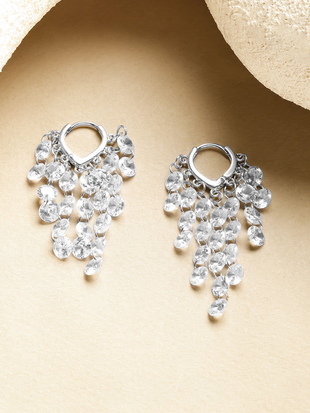 Crystal Beaded Dangler Earrings フリーサイズ