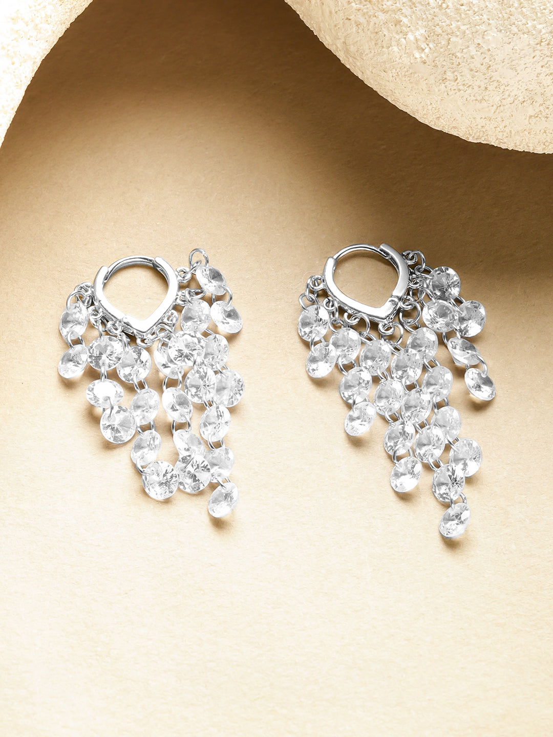 Crystal Beaded Dangler Earrings フリーサイズ