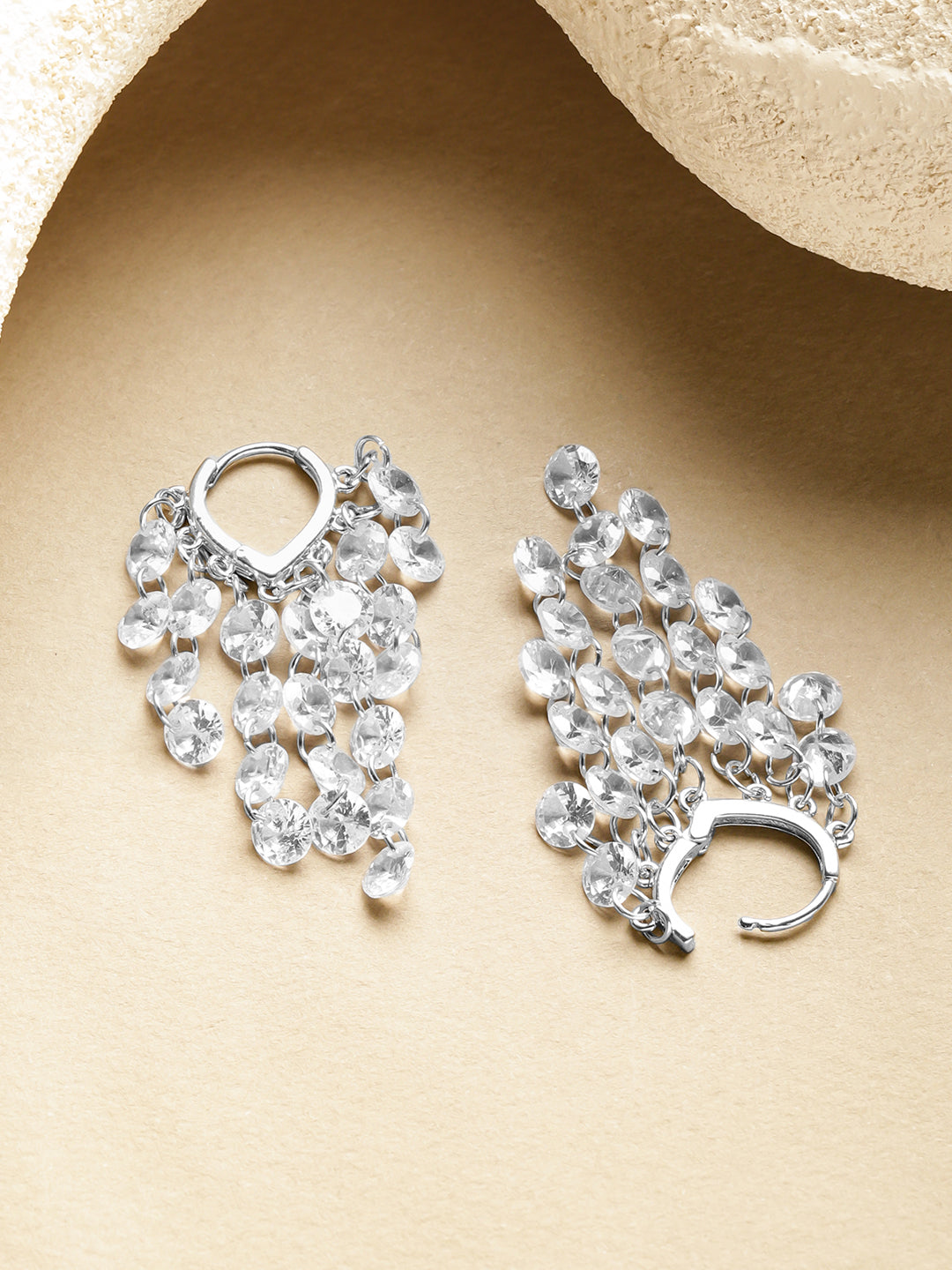 Crystal Beaded Dangler Earrings フリーサイズ