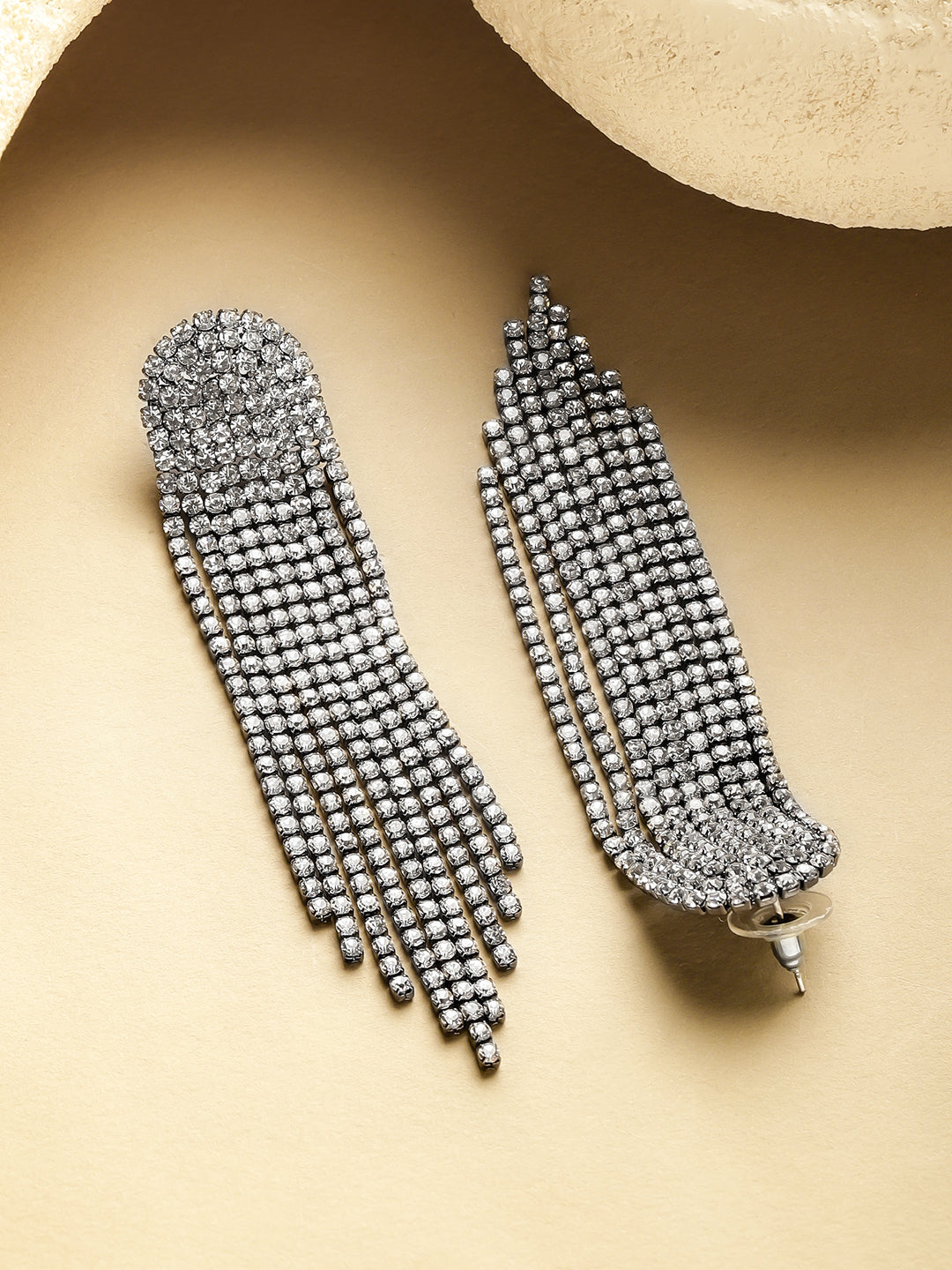 Shimmering Crystal Cascading Dangler Earrings フリーサイズ