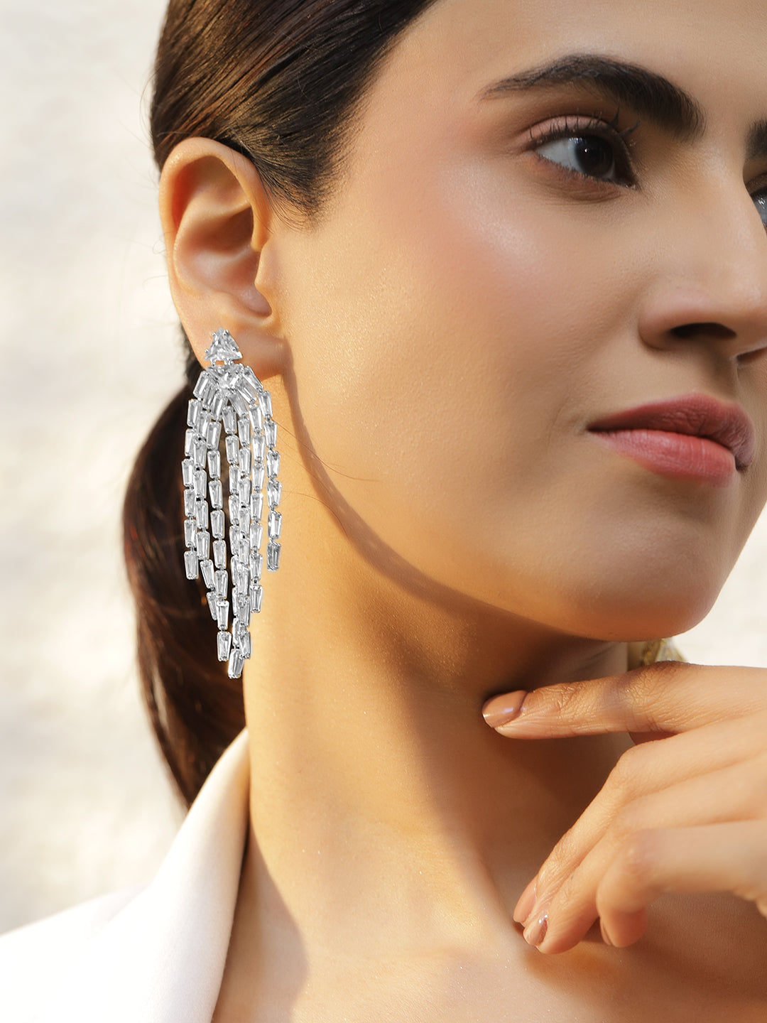 Waterfall Crystal Earrings フリーサイズ