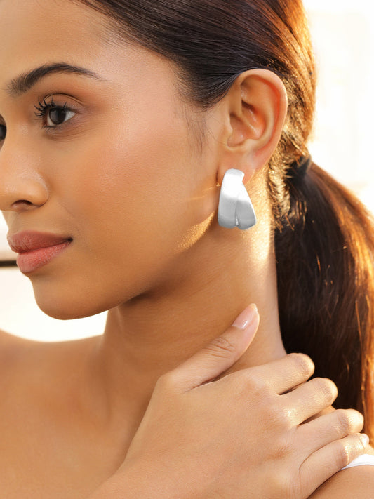Silver Textured Twist Hoop Earrings SIlver