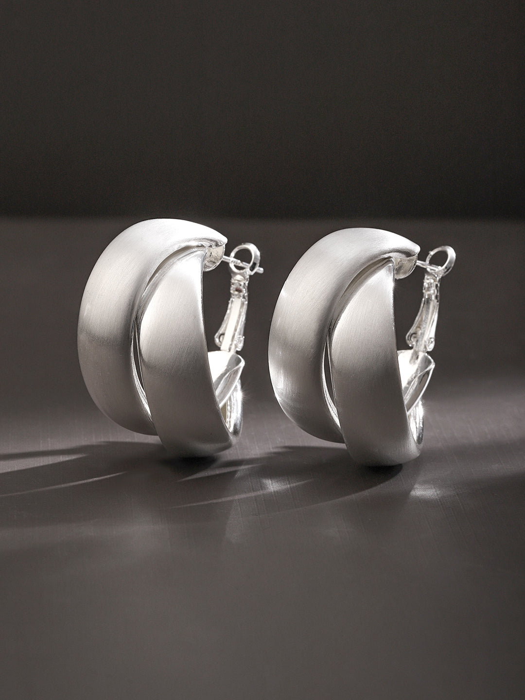 Silver Textured Twist Hoop Earrings SIlver