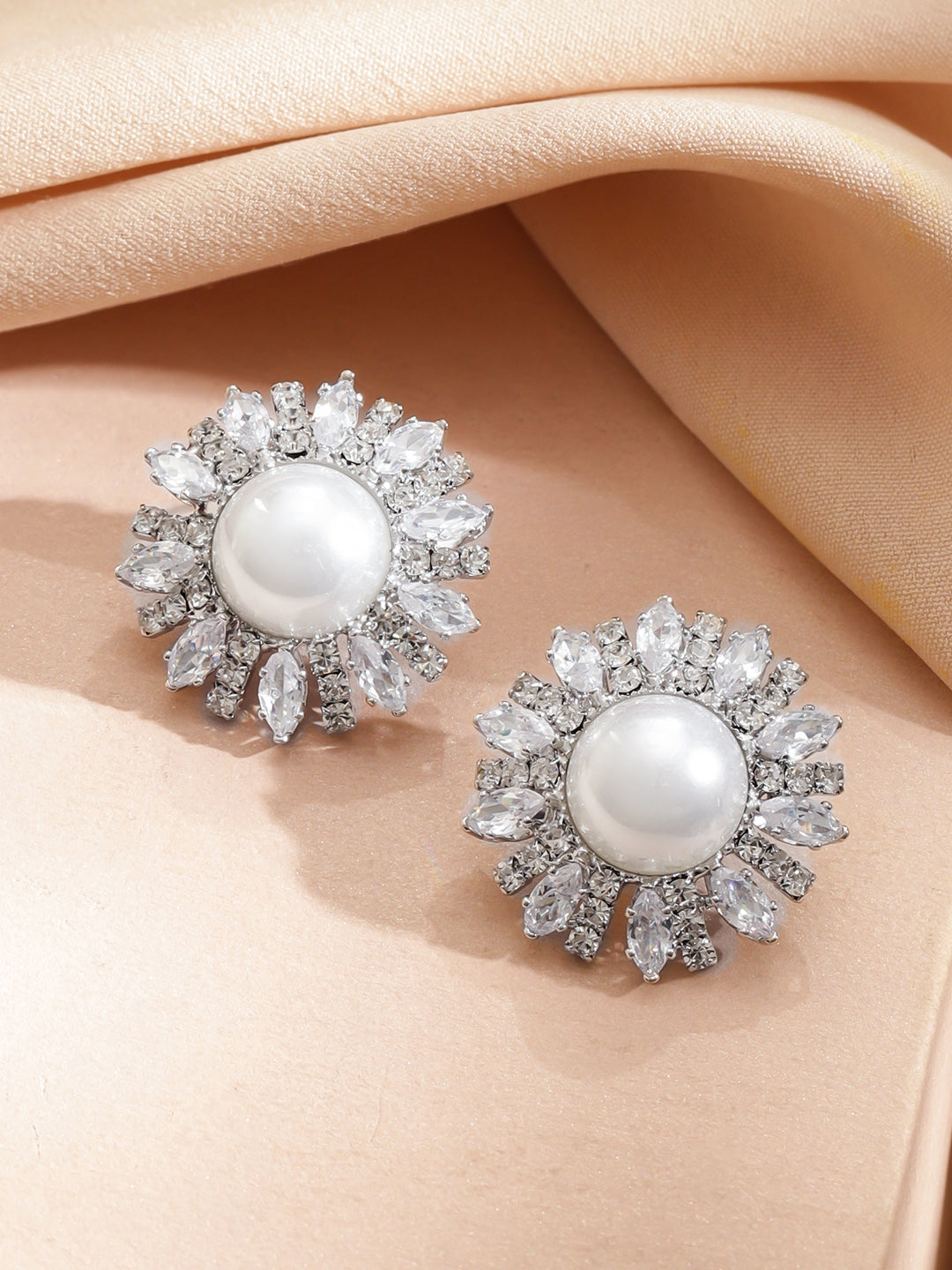 Crystal & Pearl Embellished Necklace Set フリーサイズ