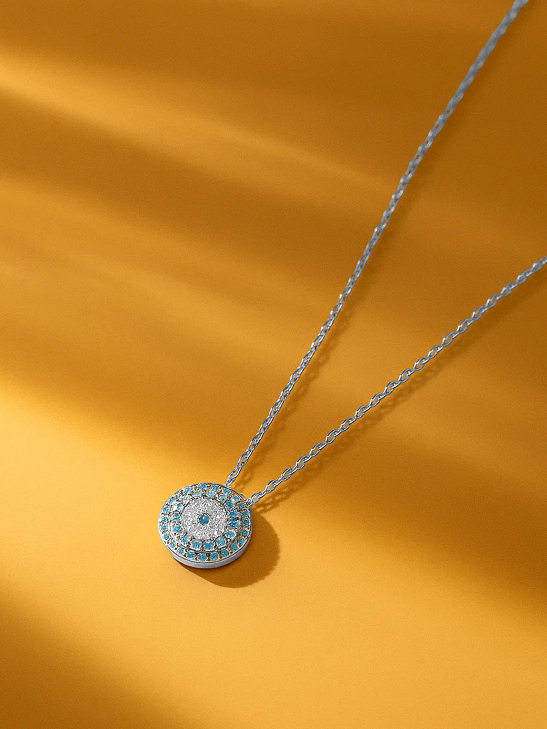 Blue Crystal Studded Pendant Necklace フリーサイズ