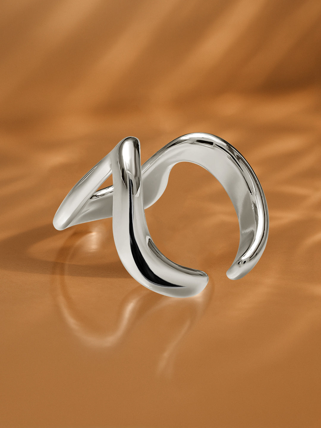 Sculptural Silver Toned Statement Ring フリーサイズ