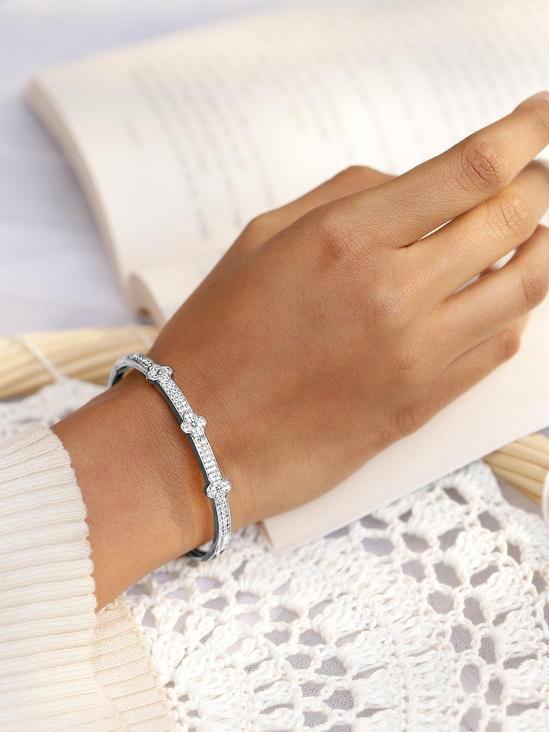 Silver Bloom American Diamond Zirconia Bracelet Silver