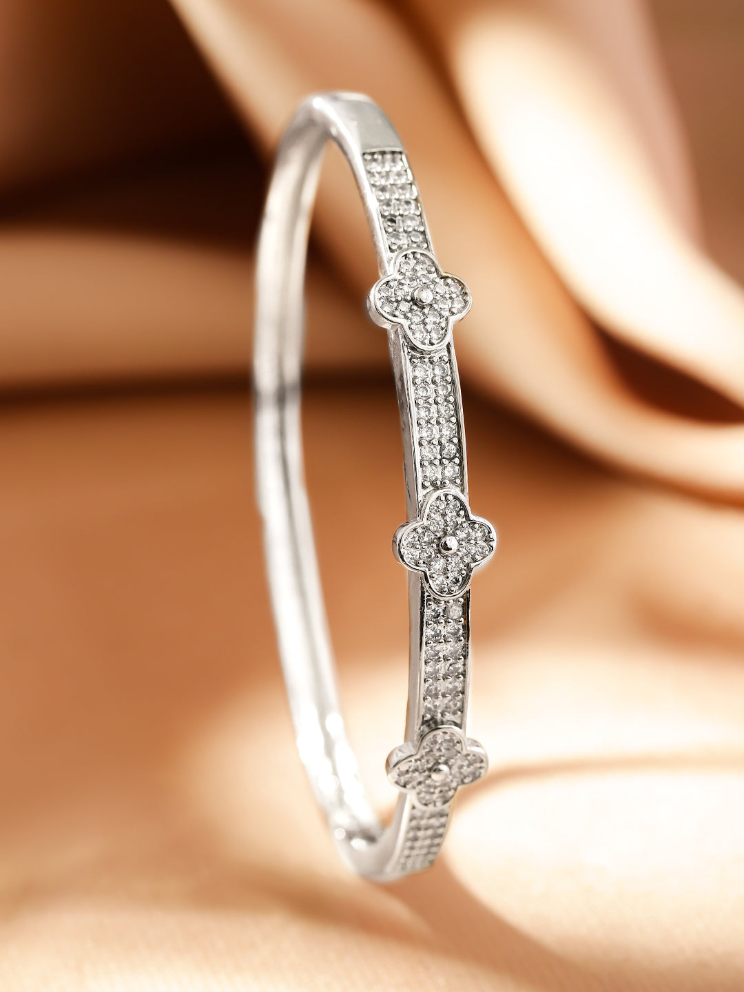 Silver Bloom American Diamond Zirconia Bracelet Silver