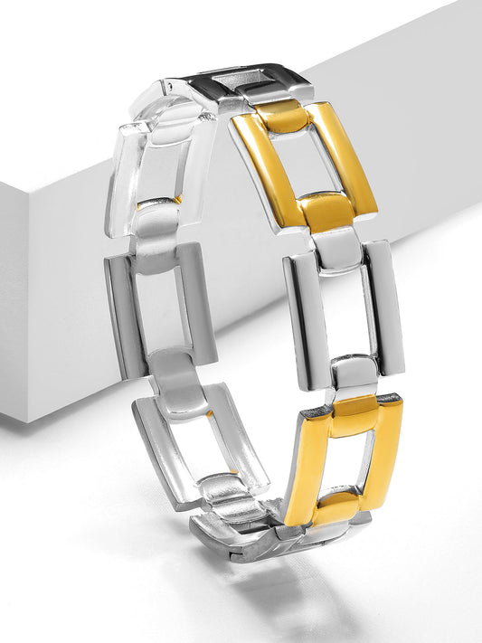 Silver & Gold Chunky Geometric Link Bracelet フリーサイズ