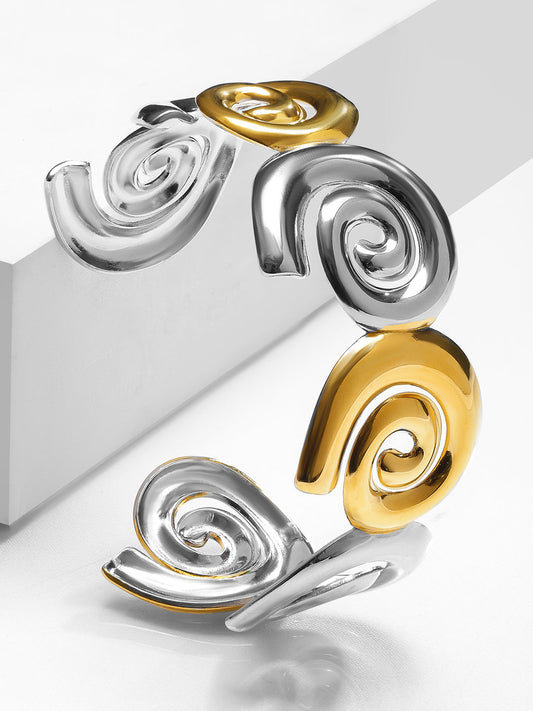 Gold & Silver Abstract Spiral Bracelet フリーサイズ