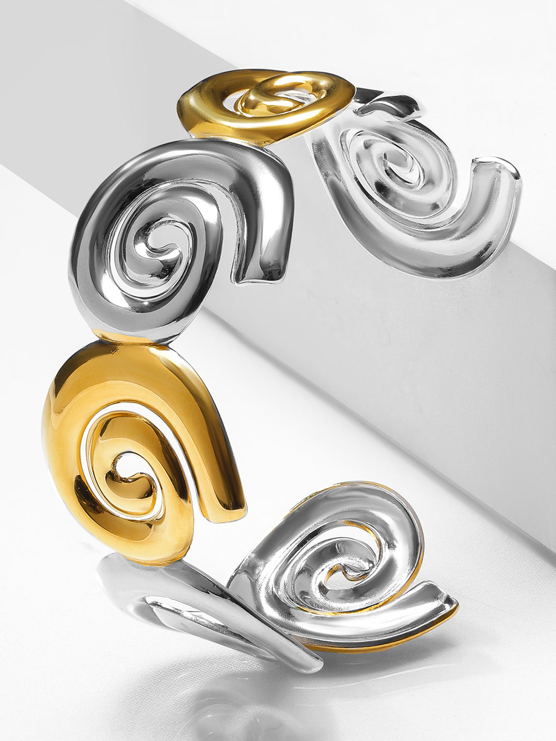 Gold & Silver Abstract Spiral Bracelet フリーサイズ
