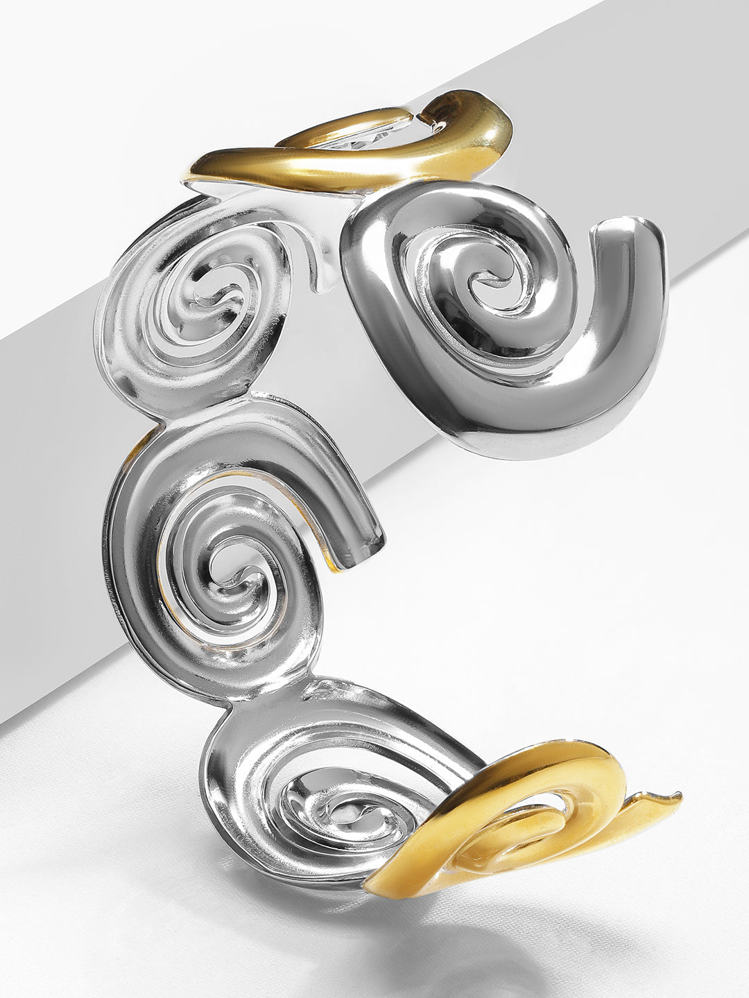 Gold & Silver Abstract Spiral Bracelet フリーサイズ