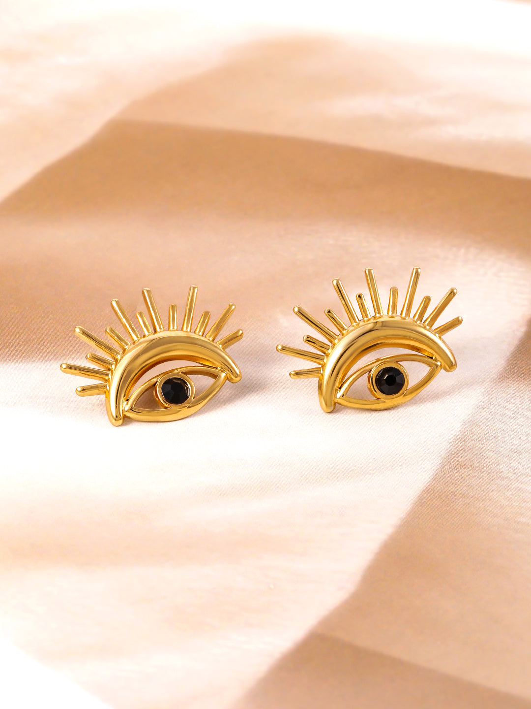 【Rubans】 18K Gold Plated Stainless Steel Tarnish-Free Waterproof Evil Eye Stud Earrings｜18K ゴールドメッキ ステンレススチール イーブルアイ スタッドイヤリング（変色しにくい・水に強い）