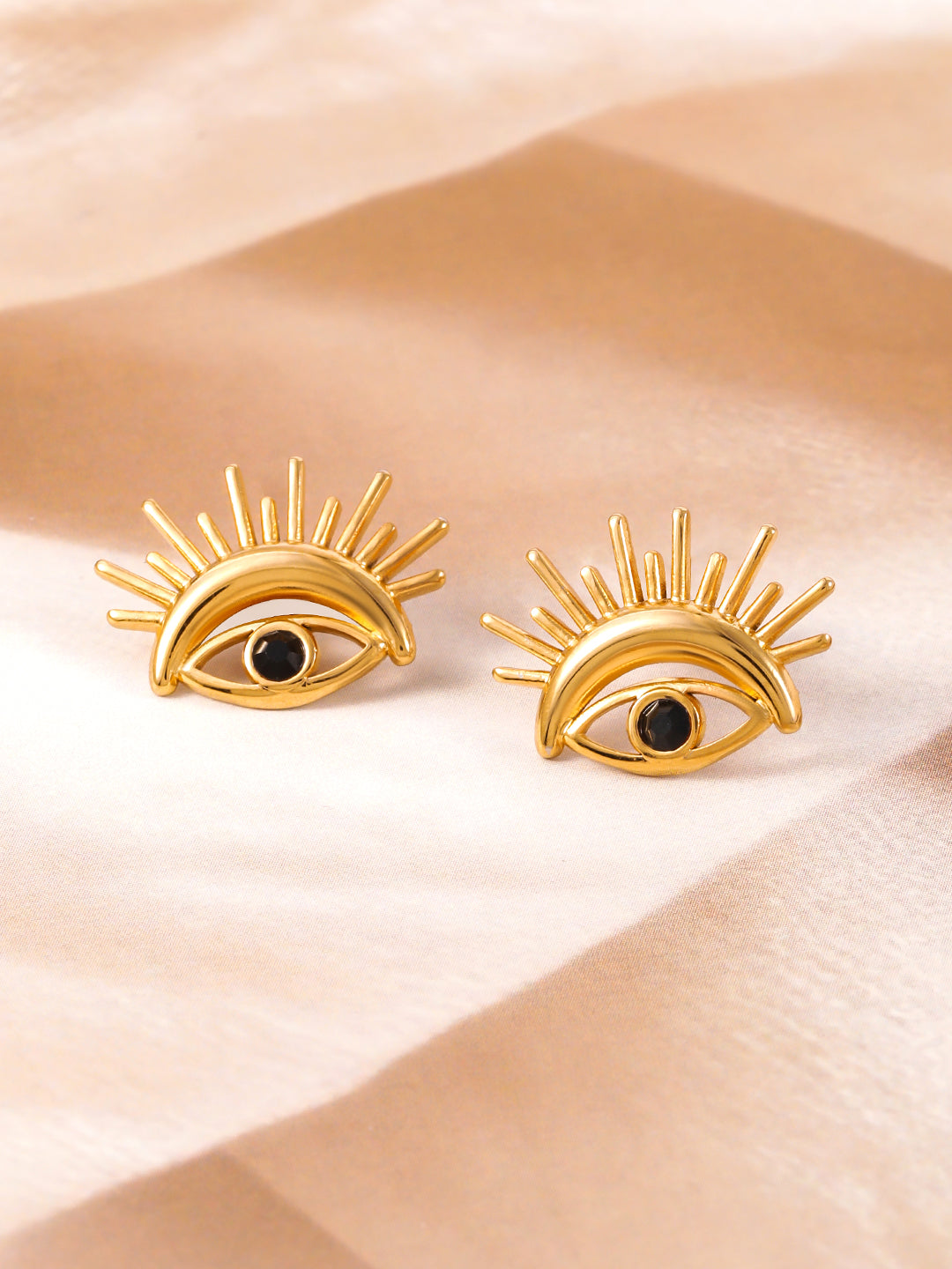 【Rubans】 18K Gold Plated Stainless Steel Tarnish-Free Waterproof Evil Eye Stud Earrings｜18K ゴールドメッキ ステンレススチール イーブルアイ スタッドイヤリング（変色しにくい・水に強い）