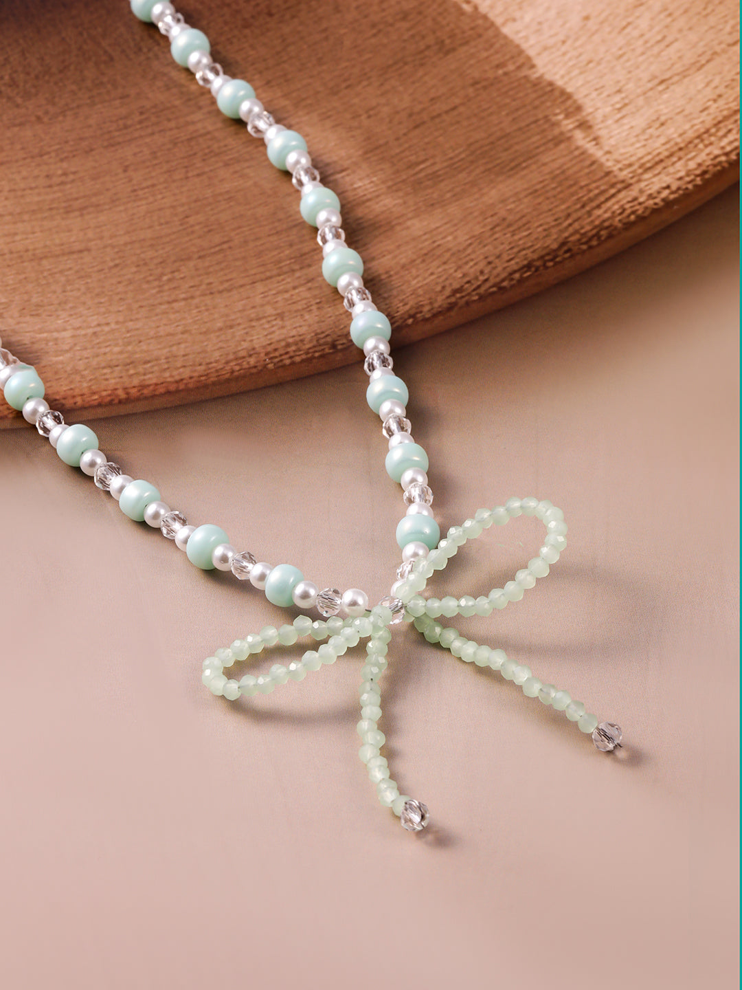 Enamoured Pearl Necklace with Bow Charm Silver