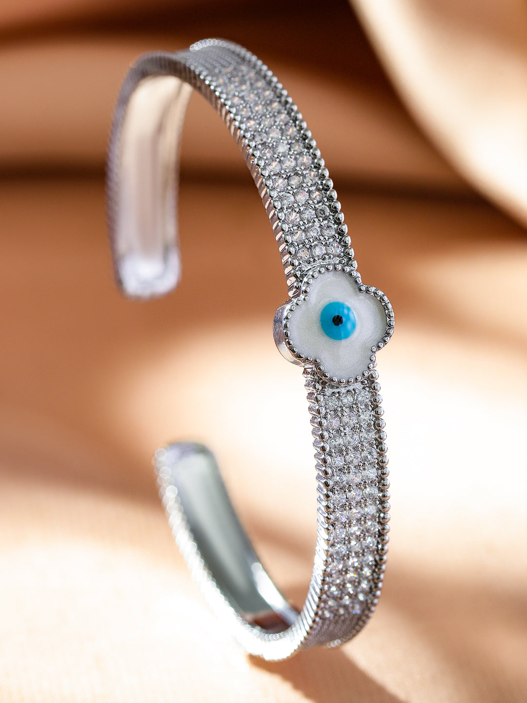Delicate Flower Amercian Diamond Zircon Bracelet Silver