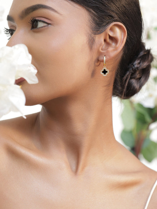 【Rubans】 Minimal Glam American Diamond Zirconia Floral Hoops｜ミニマルグラム アメリカンダイヤモンド ジルコニア フローラル フープ