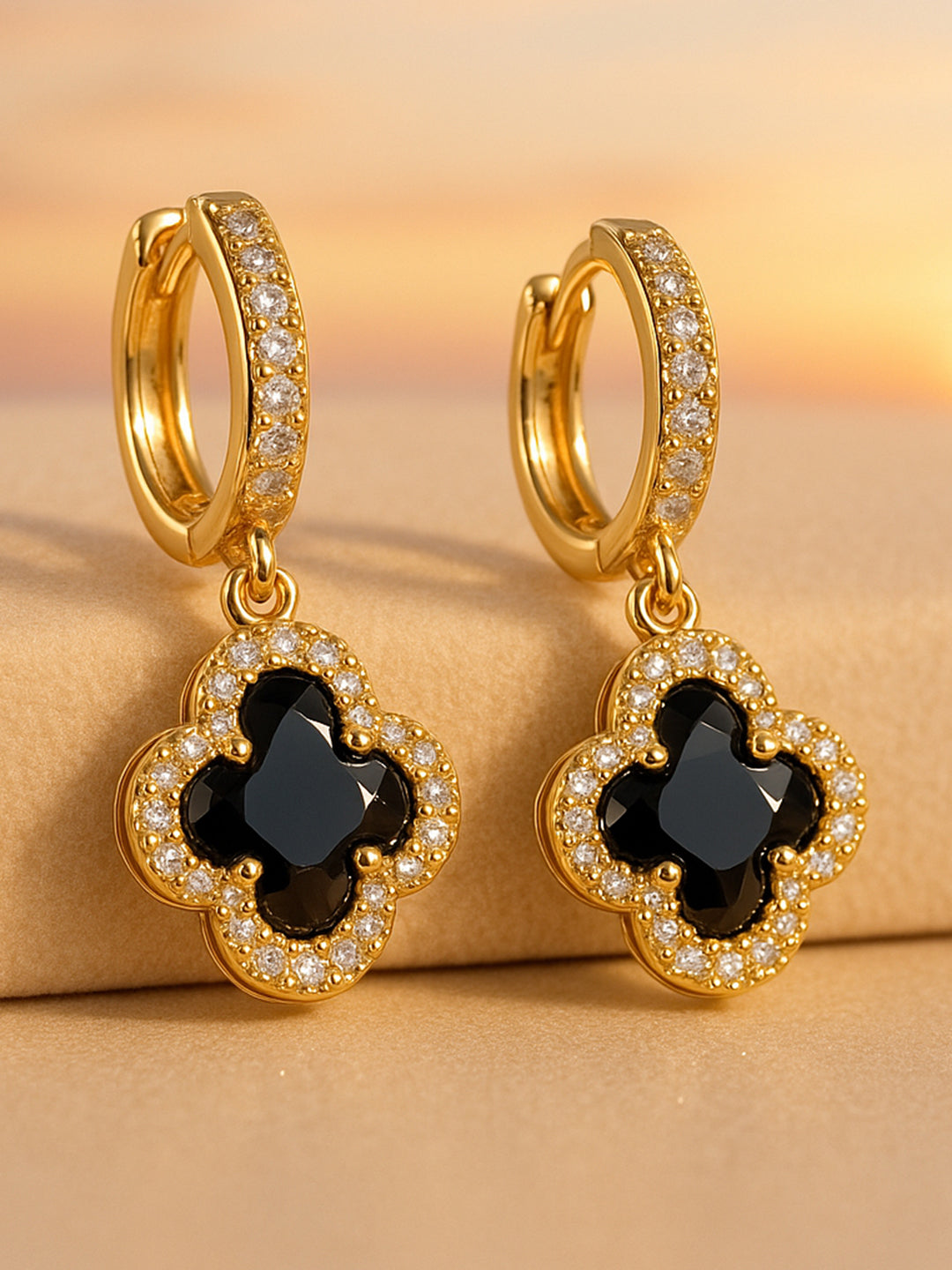 【Rubans】 Minimal Glam American Diamond Zirconia Floral Hoops｜ミニマルグラム アメリカンダイヤモンド ジルコニア フローラル フープ