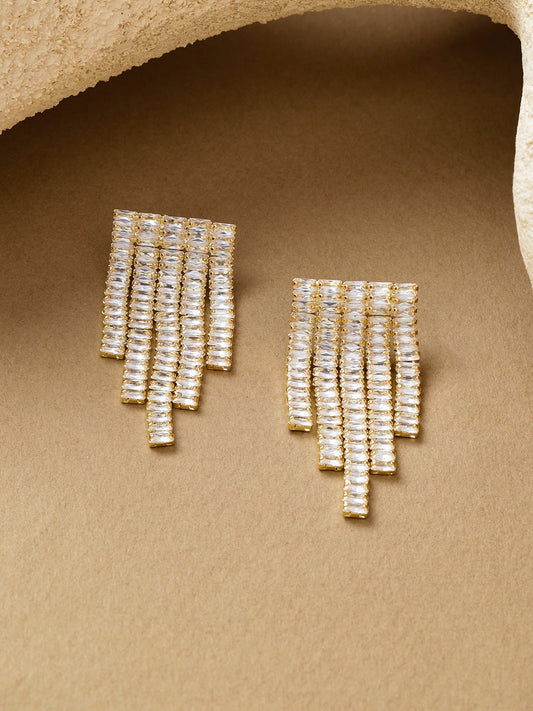 Crystal Cascading Geometric Dangler Earrings フリーサイズ