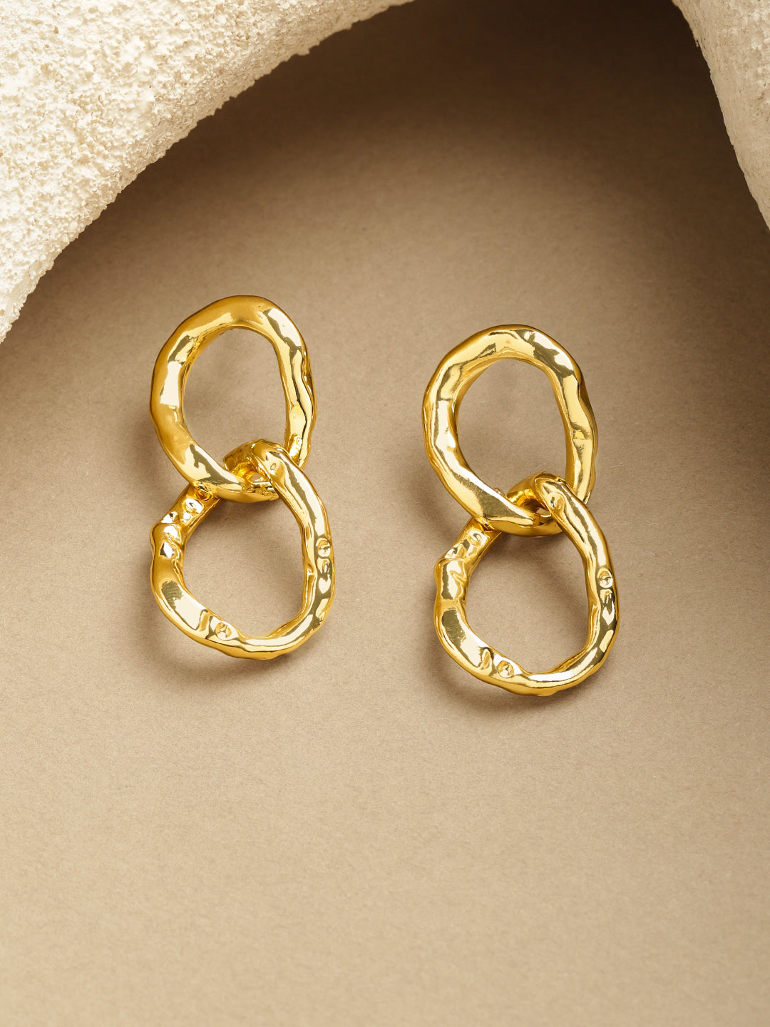 Modern Golden Gilded Flow Drop Earrings フリーサイズ
