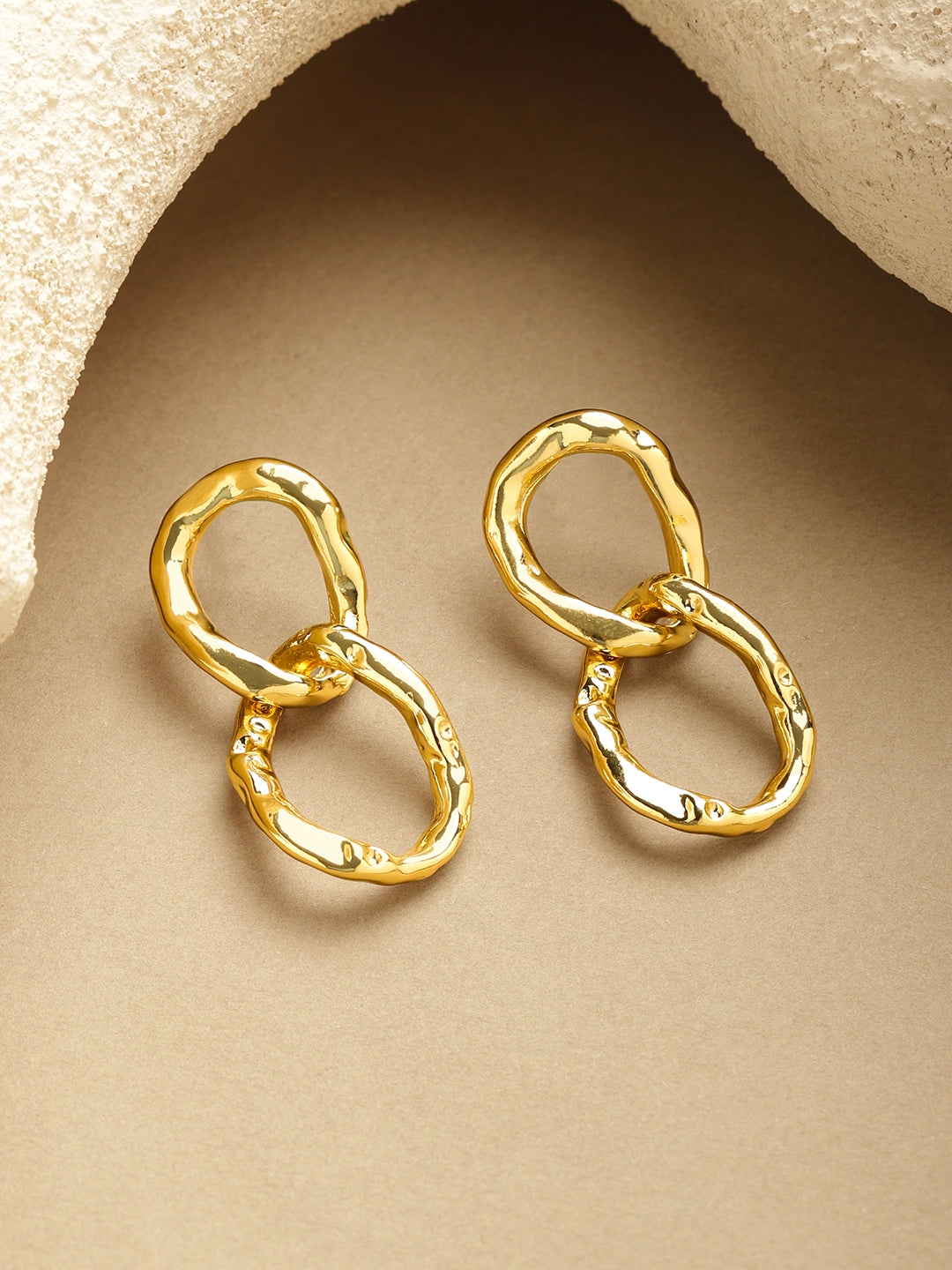 Modern Golden Gilded Flow Drop Earrings フリーサイズ