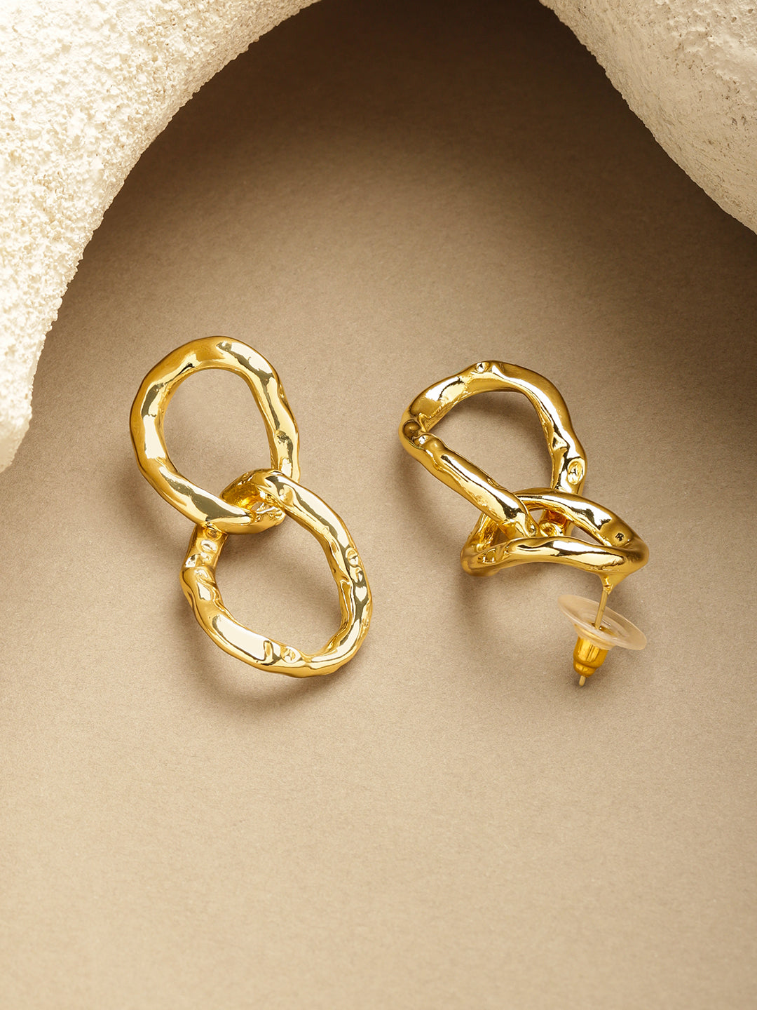 Modern Golden Gilded Flow Drop Earrings フリーサイズ