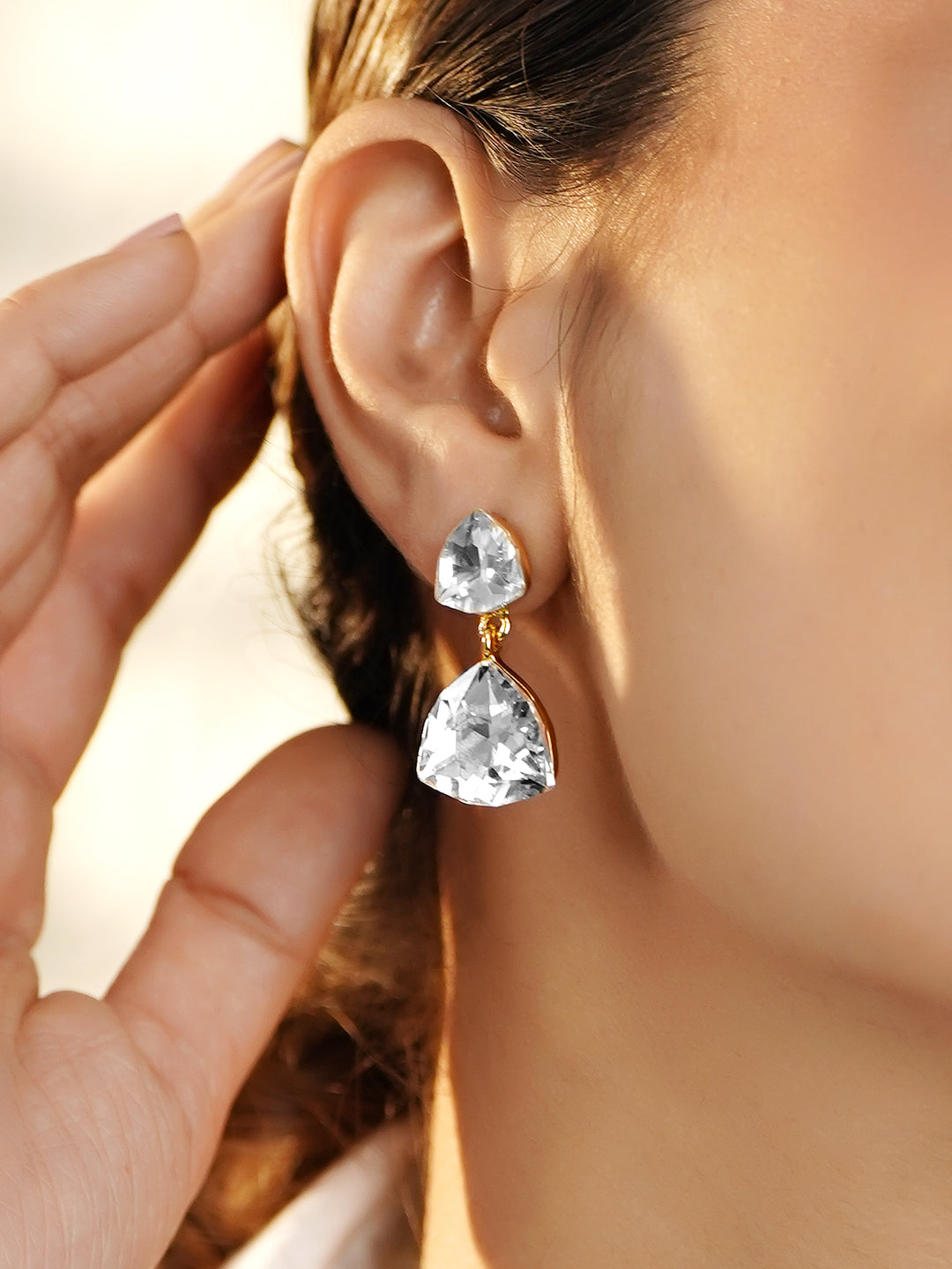 Trillion Crystal Drop Earrings フリーサイズ