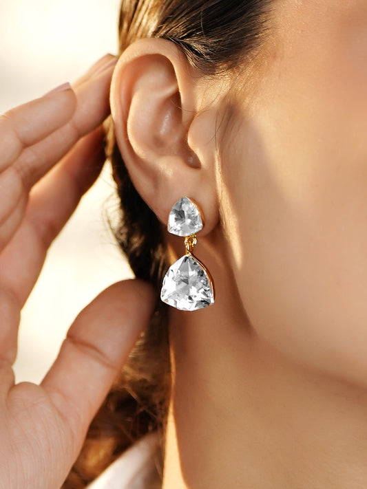 Trillion Crystal Drop Earrings フリーサイズ