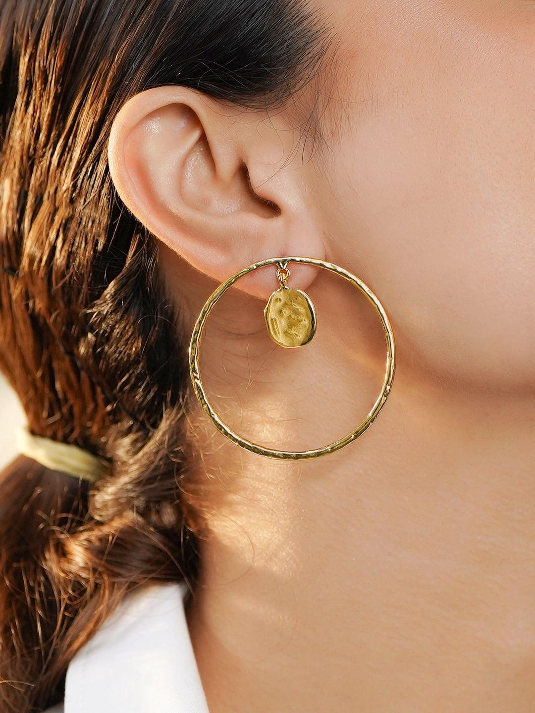 Gold Toned Hoop Earrings フリーサイズ