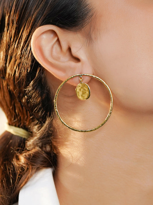 Gold Toned Hoop Earrings フリーサイズ