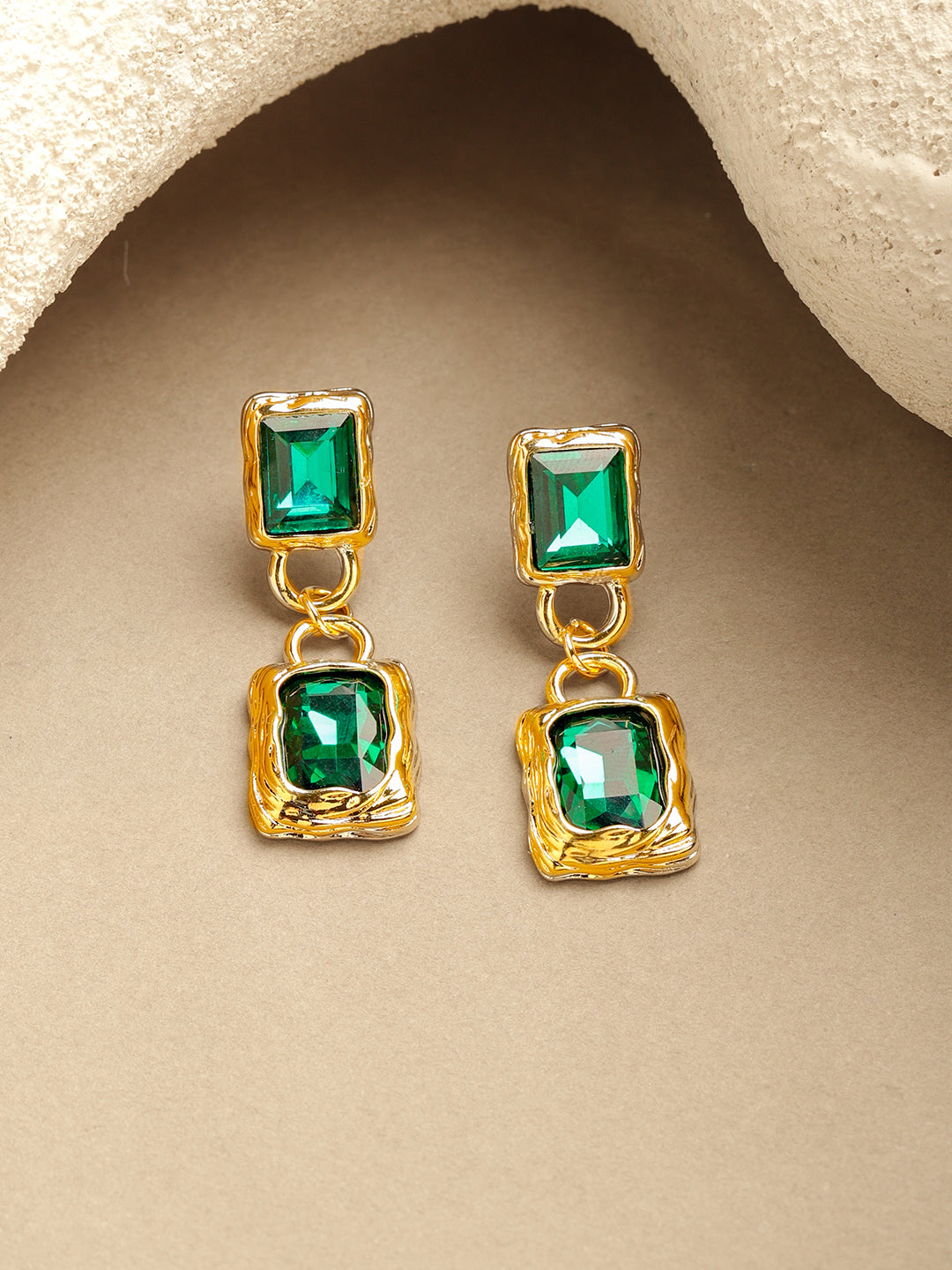 Green Crystal Drop Earrings フリーサイズ