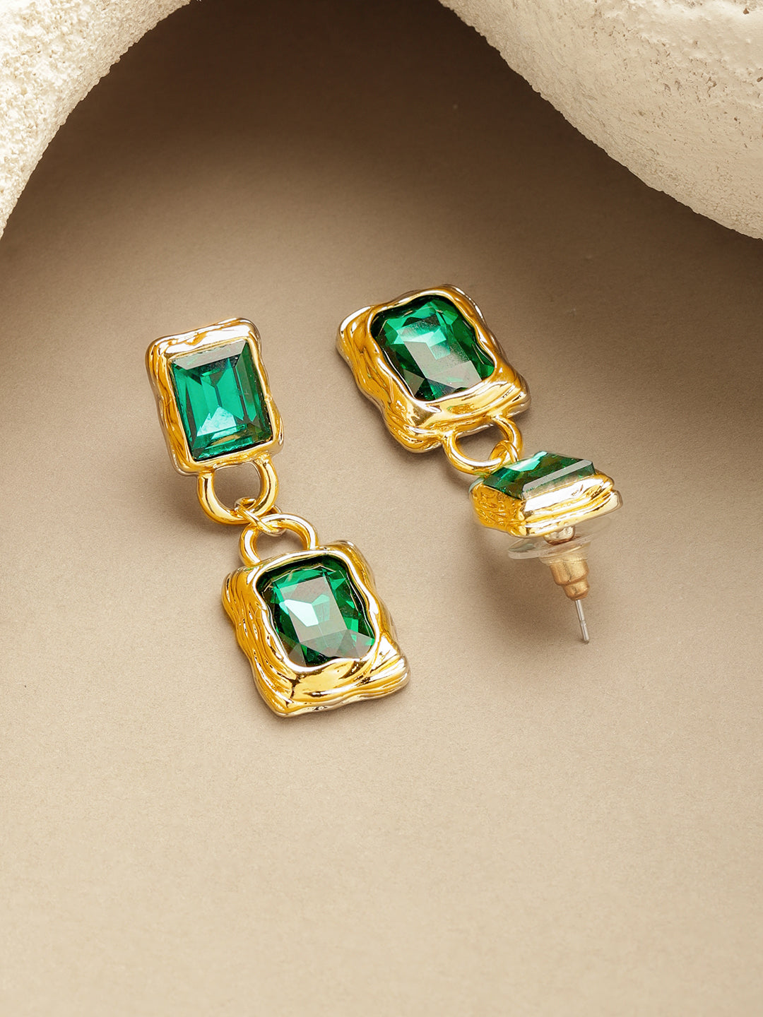 Green Crystal Drop Earrings フリーサイズ