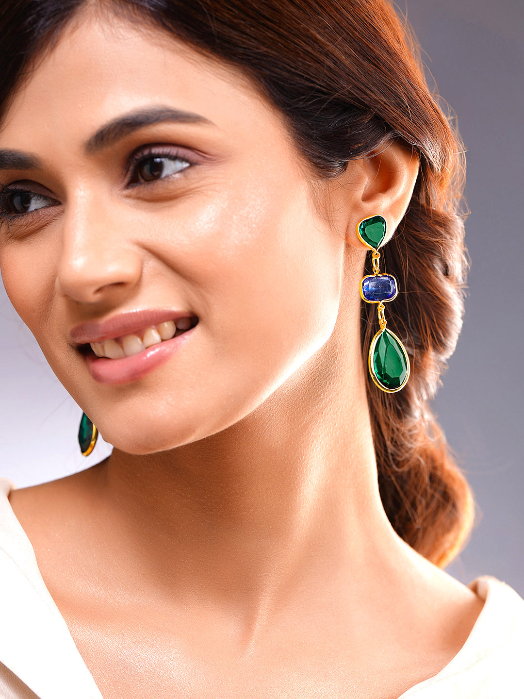 Bold Colour Play Statement Dangler Earrings フリーサイズ