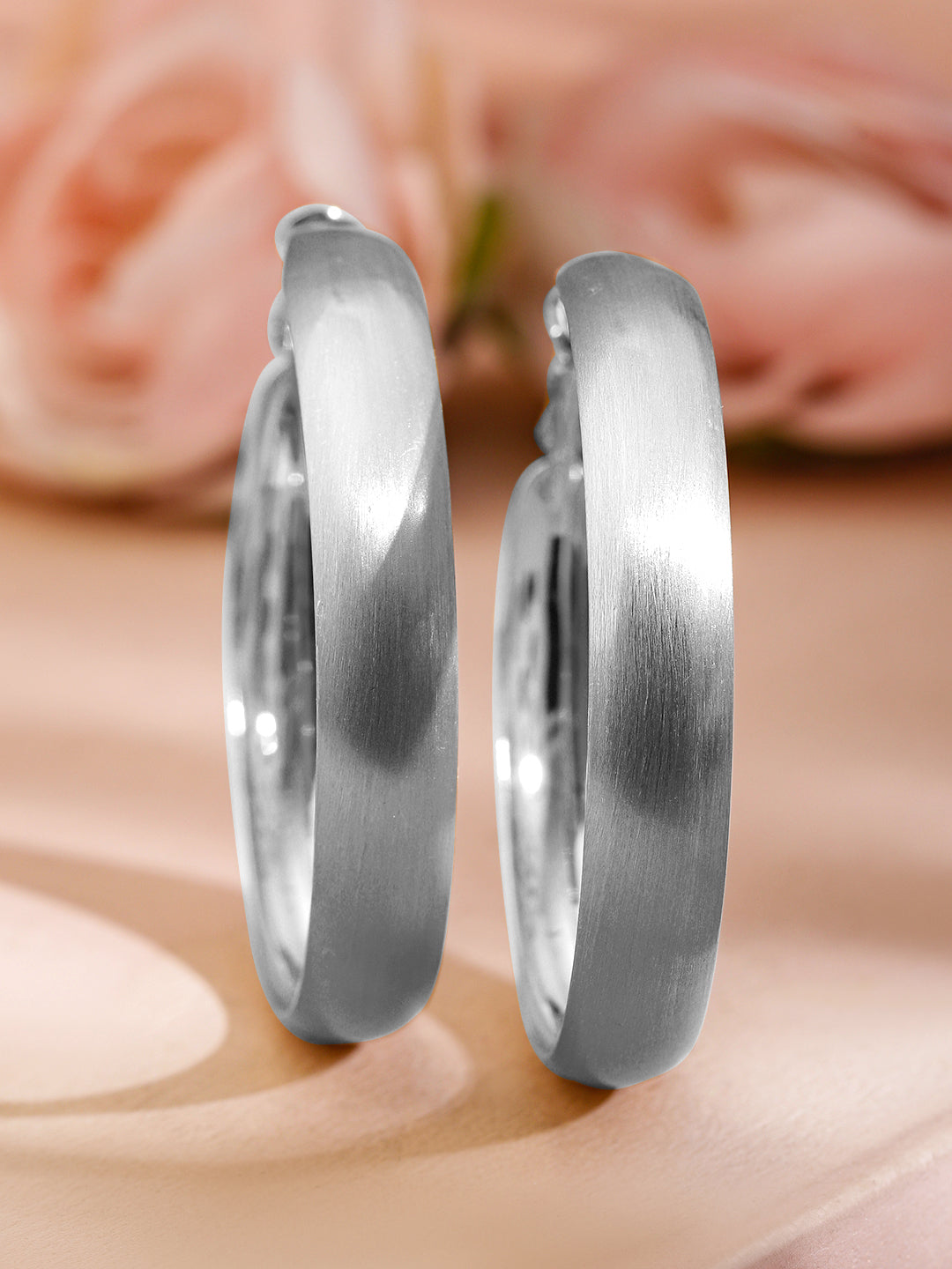 Matte Moonlight Silver Hoop Earrings Silver