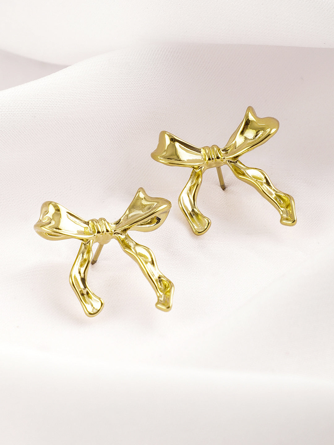 Golden Bow Stud Earrings Gold