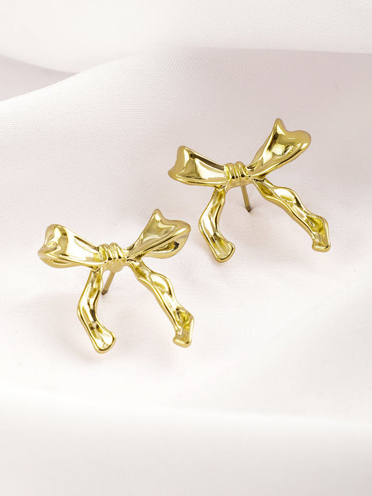 Golden Bow Stud Earrings Gold