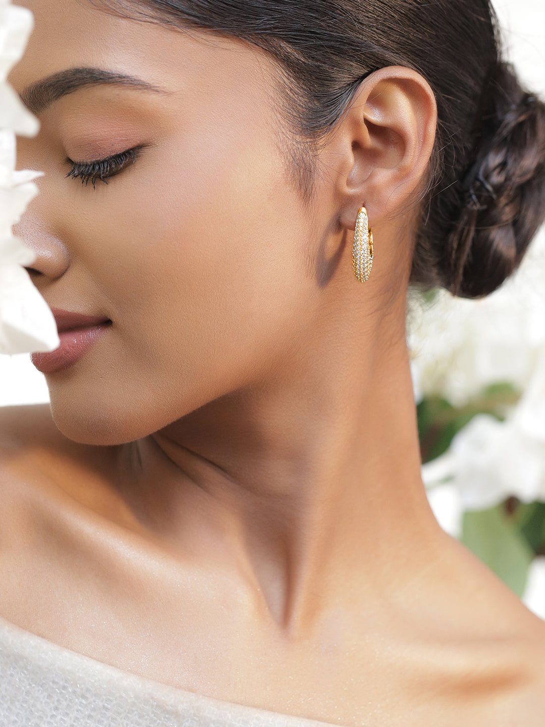 【Rubans】 Everyday Spark Hoop Earrings｜エブリデイ スパーク キュービックジルコニア ハギーフープ イヤリング