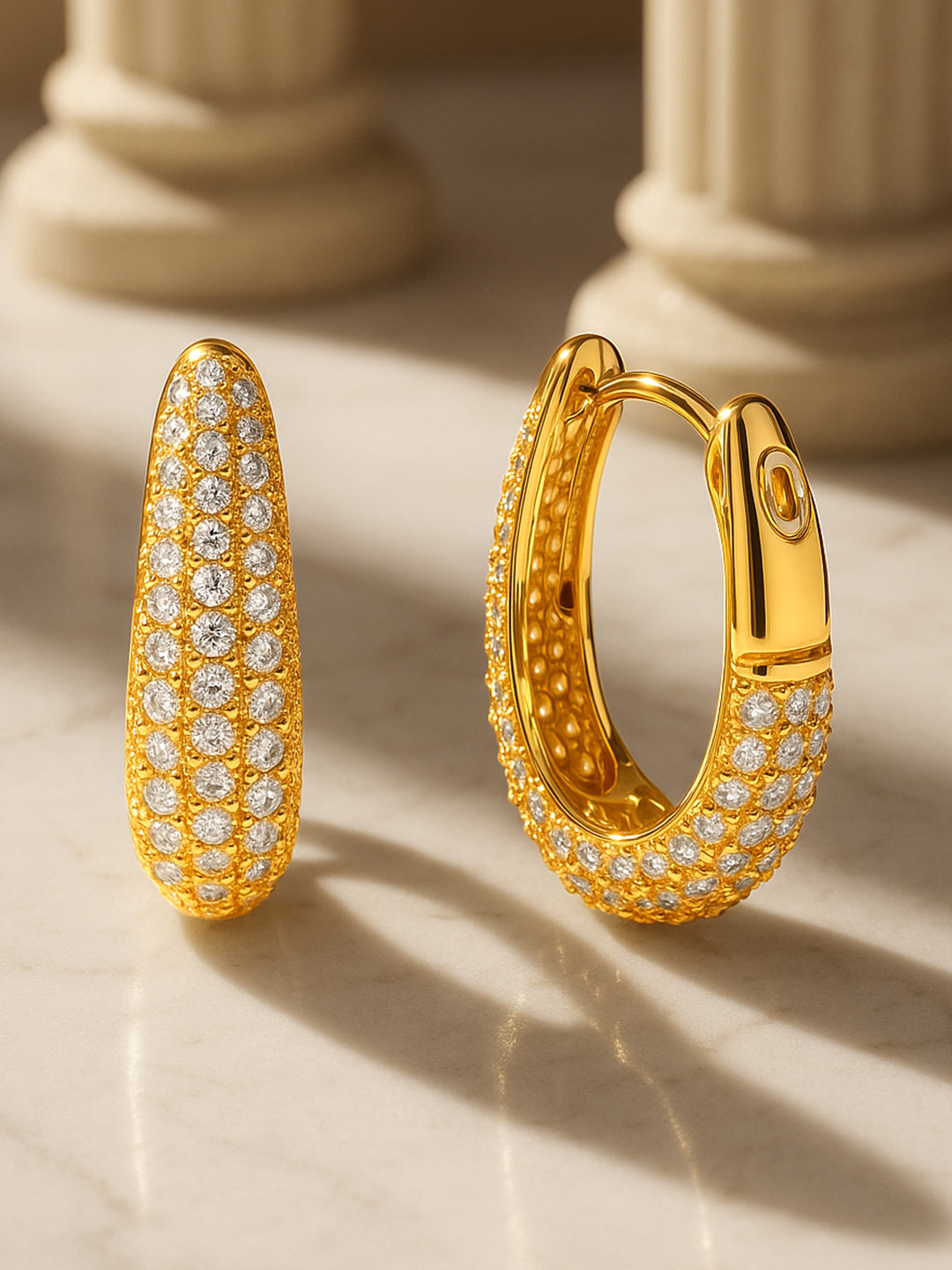 【Rubans】 Everyday Spark Hoop Earrings｜エブリデイ スパーク キュービックジルコニア ハギーフープ イヤリング