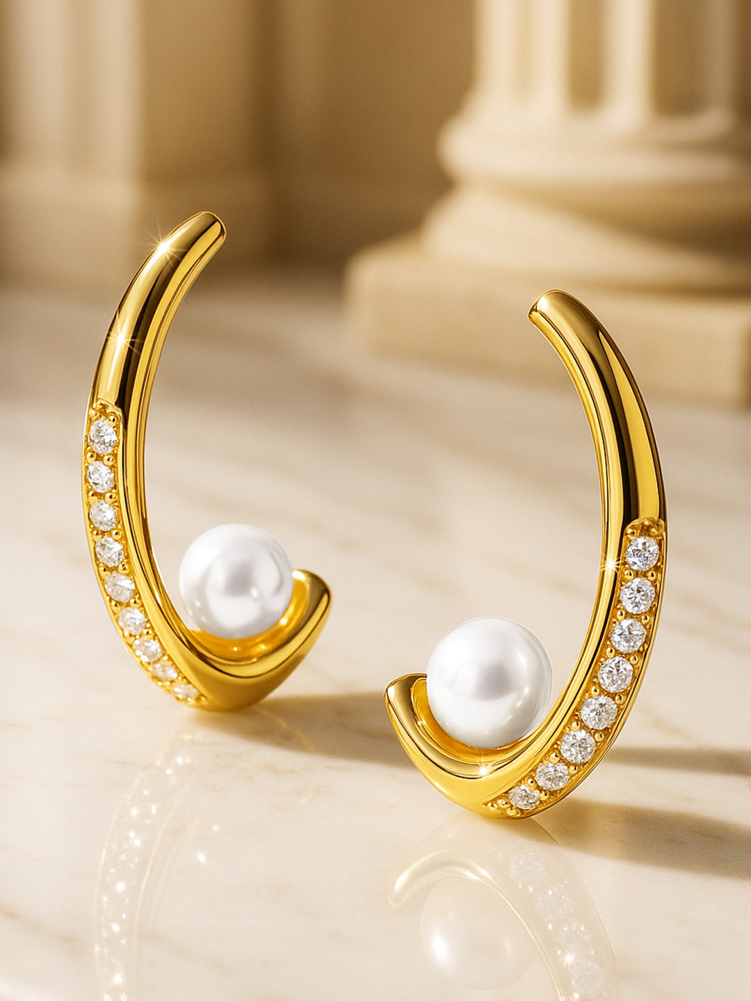 Everyday Glam Pearl Hoops フリーサイズ