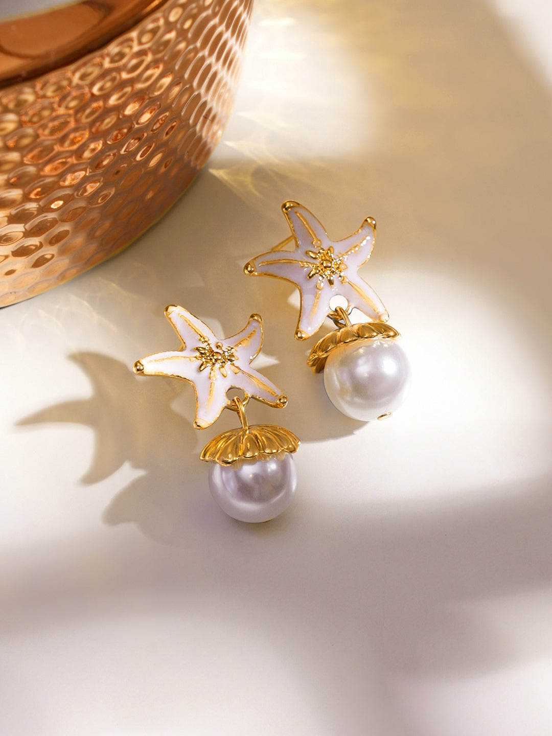 Coastal Charm Starfish Pearl Drops フリーサイズ