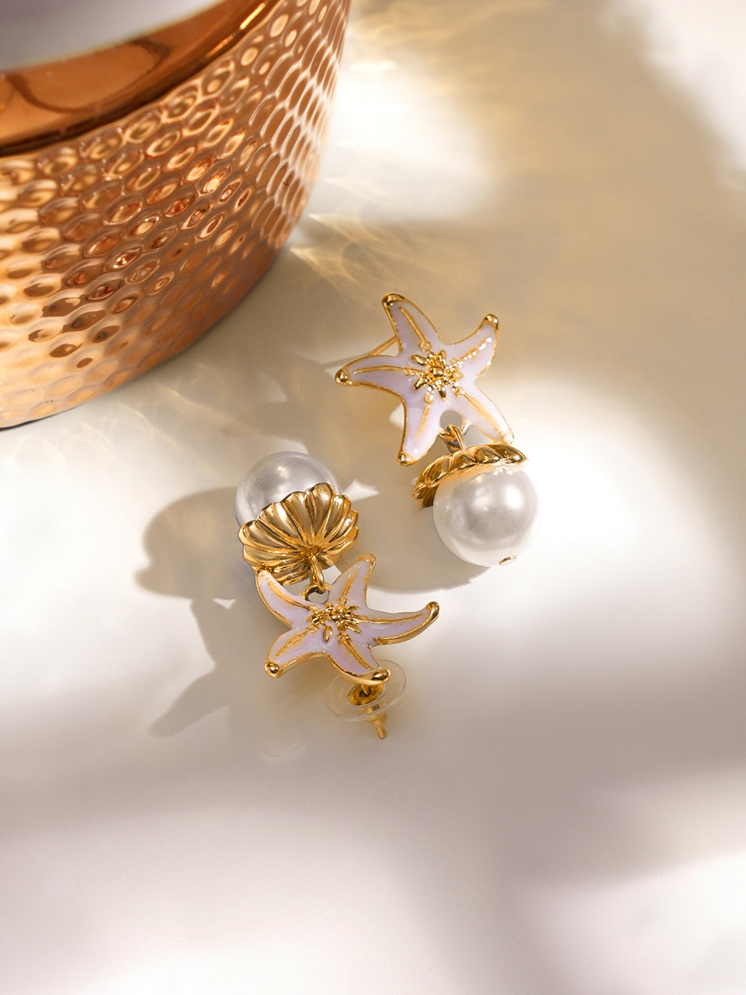 Coastal Charm Starfish Pearl Drops フリーサイズ