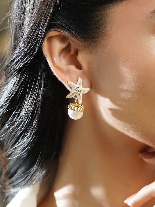 Coastal Charm Starfish Pearl Drops フリーサイズ